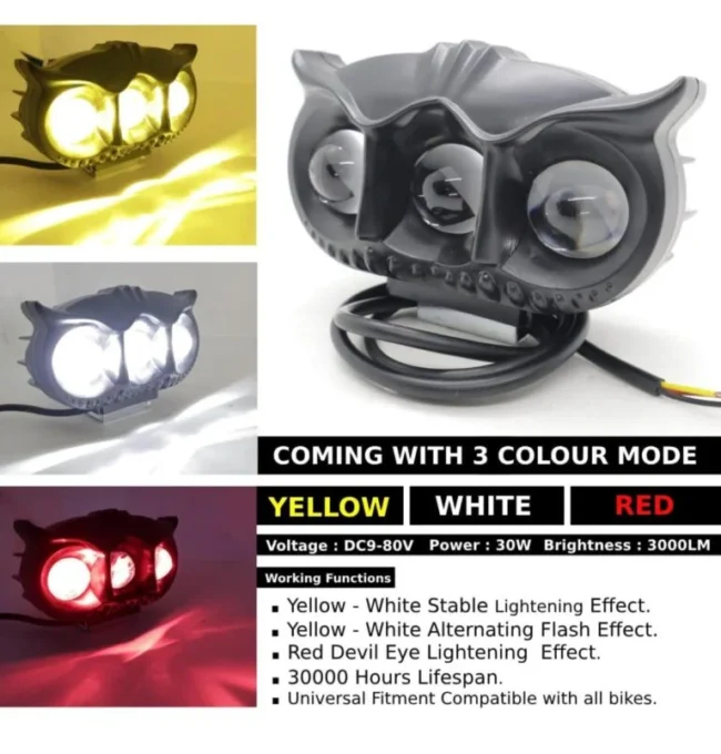3 EYE OWL LIGHT (white+yellow+red)